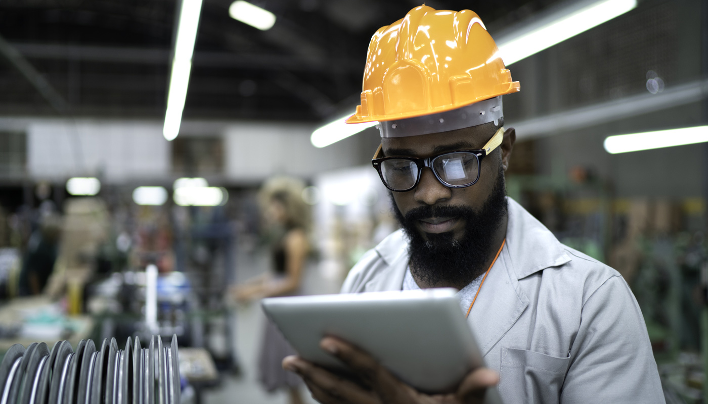 Hardhat worker with handheld computer